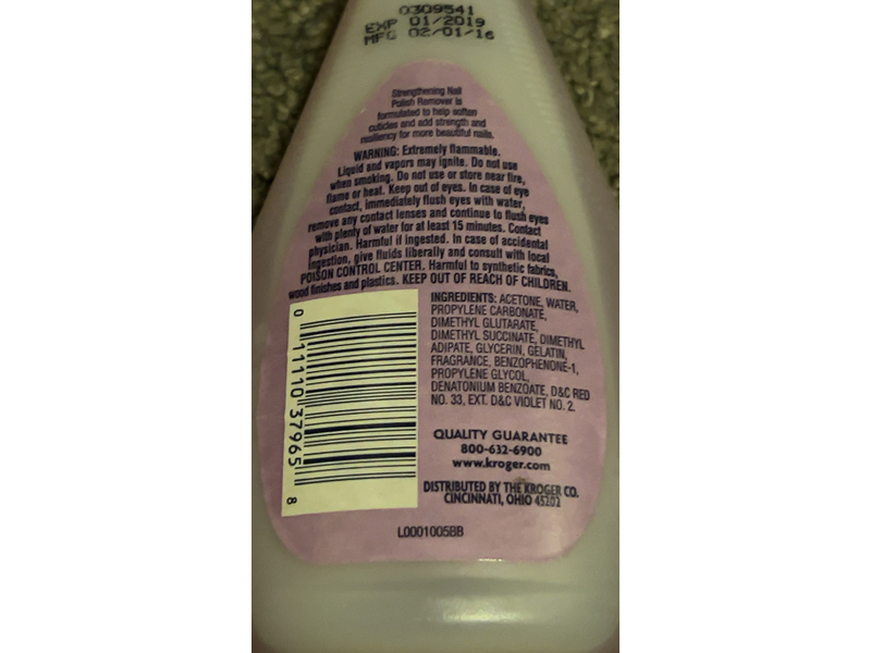 Kroger Nail Strengthening Nail Polish Remover, Gelatin, 6 fl oz/177 mL