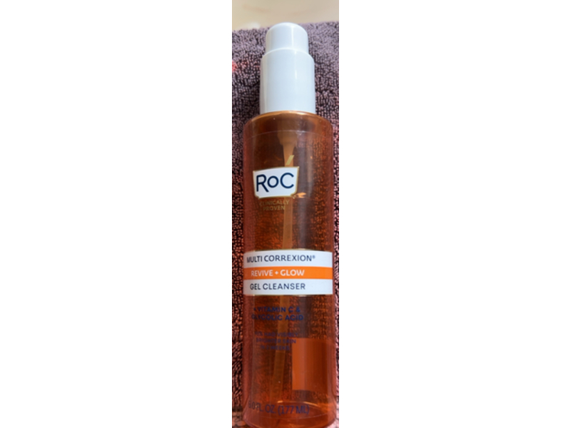RoC Multi Correxion Revive + Glow Gel Facial Cleanser, Vitamin C, & Glycolic Acid, 6 fl oz/177 mL