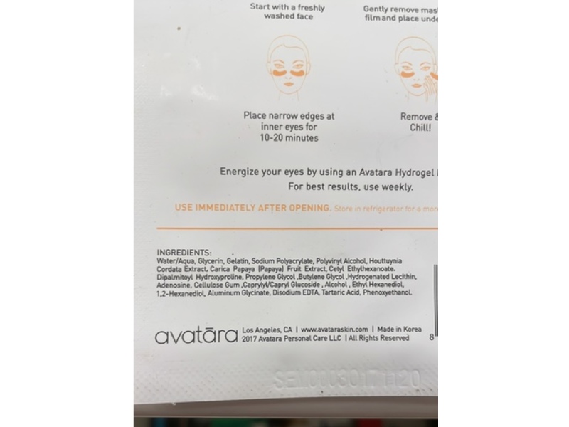 Avatara No Baggage Hydrogel Eye Mask, 0.21 fl oz/6 g
