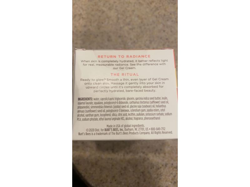 Burt's Bees Truly Glowing Replenishing Gel Cream, Moisturizer with Hydrate and Glow Complex for Normal and Combination Skin, 1.8 Fluid Ounces