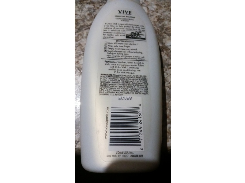 L'oreal Paris Vive Color Vive Shampoo, 13 fl oz/384 mL