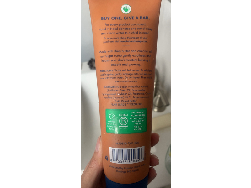 Hand In Hand Sugar Scrub, Almond Creme, 9 oz/255 g