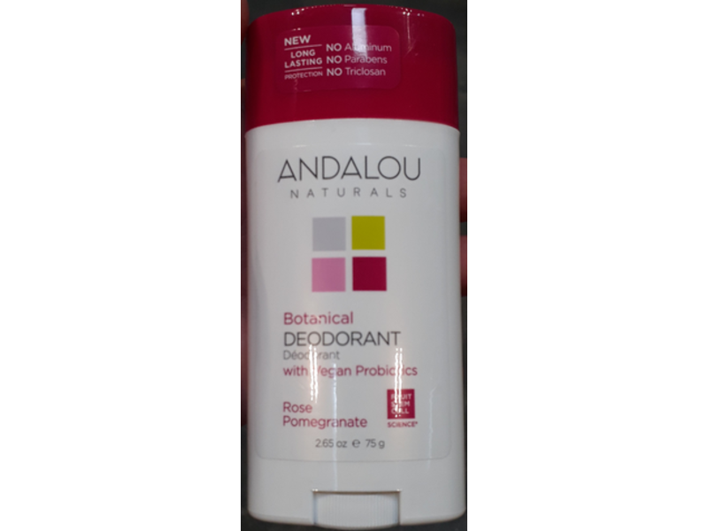 Andalou Naturals Botanical Deodorant, Rose Pomegranate, 2.65 oz/75 g