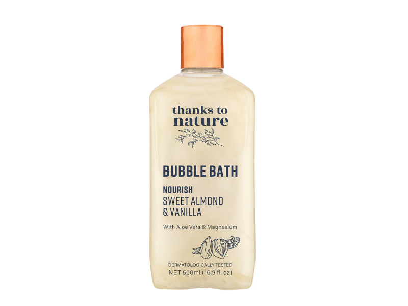 Thanks To Nature Bubble Bath, Sweet Almond & Vanilla, 16.9 fl oz/500 mL
