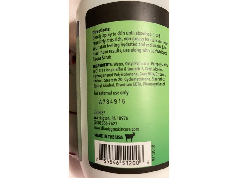 Dionis Goat Milk Body Lotion, Verbena & Cream, 8.5 oz/240 g