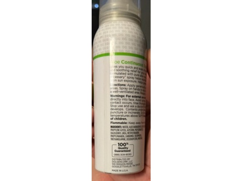 DG Body Aloe Continuous Spray, 3 fl oz/89 mL