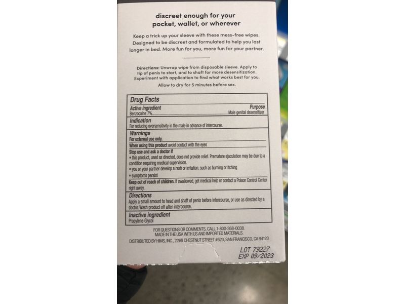 Hims Climax Delay Wipes, Clockstopper, 12 Wipes