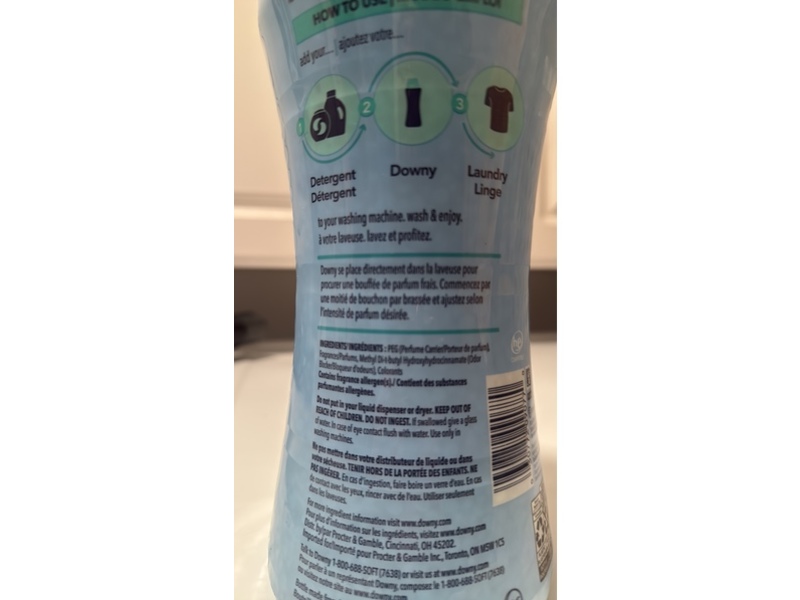 Downy In-Wash Laundry Scent Booster, Cool Cotton, 24 oz/680 g