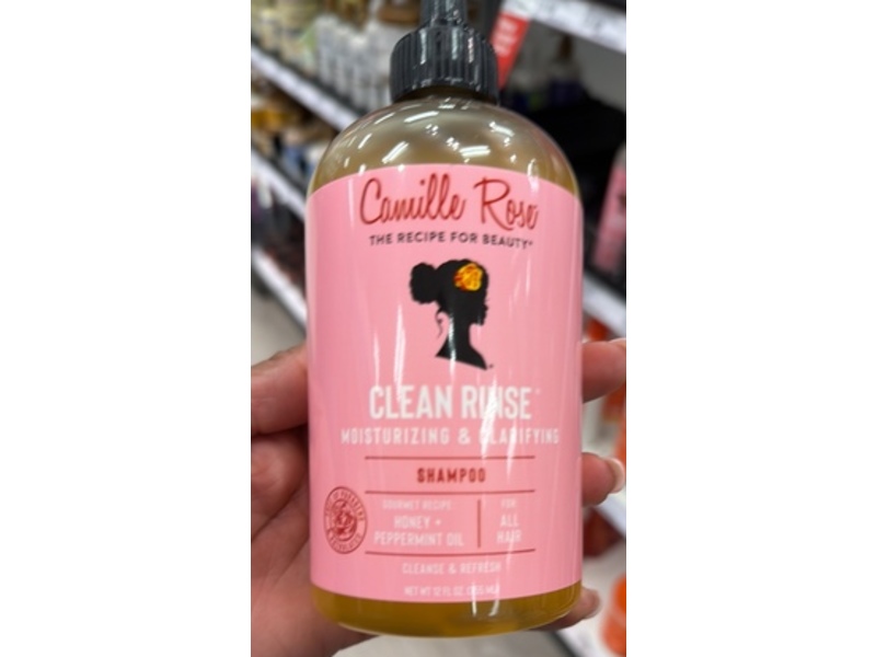 Camille Rose Clean Rinse Moisturizing & Clarifying Shampoo, Honey + Peppermint Oil, 12 fl oz/355 mL