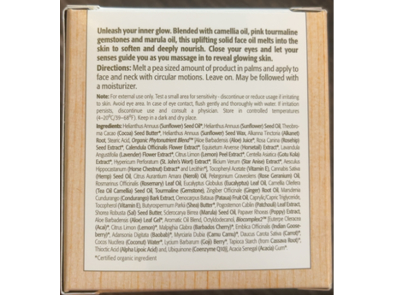 Eminence Camellia Glow Solid Face Oil, Pink Tourmaline Gemstones, 1 fl oz/30 mL