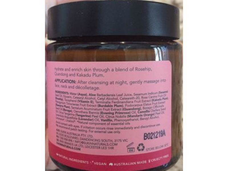 Sukin Rosehip Enriching Night Cream, 4.06 fl oz/120 mL