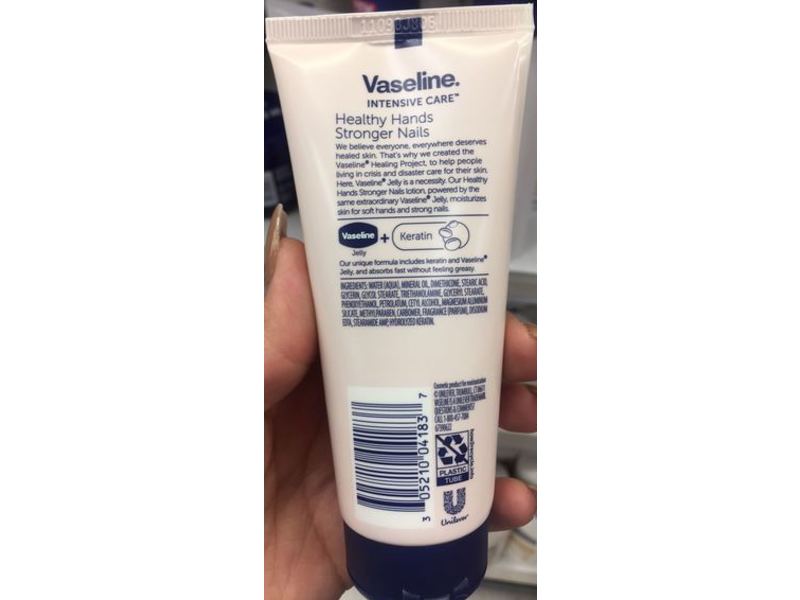 Vaseline Intensive Care Healthy Hands Stronger Nails, Non Greasy Lotion, 3.4 fl oz / 100 mL