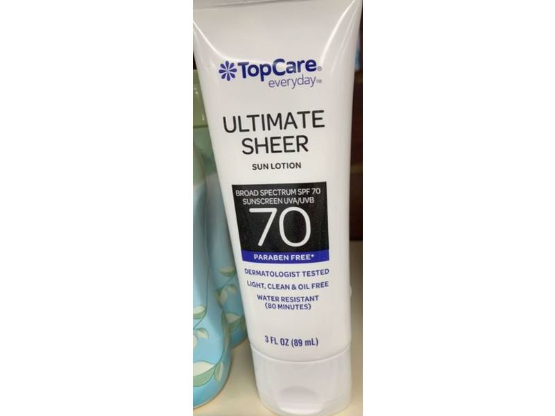 TopCare Ultimate Sheer Sun Lotion, SPF 70, Paraben Free, 3 fl oz/89 mL