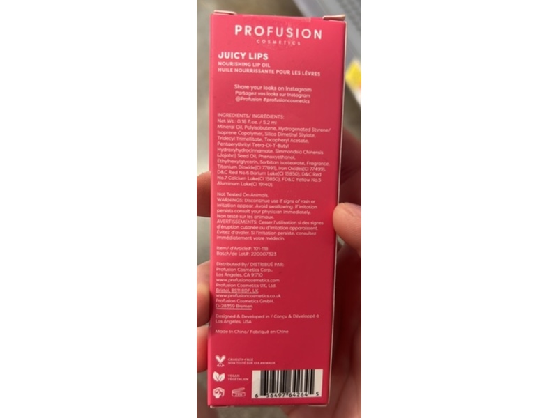 Profusion Cosmetics Juicy Lips Nourishing Lip Oil, Wild Watermelon, 0.18 fl oz/5.2 mL