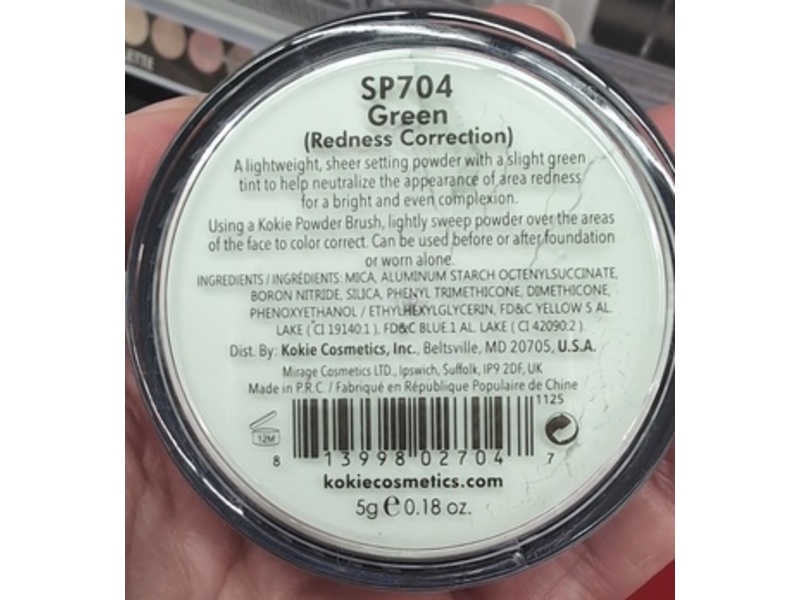 Kokie Finishing Powder, Green, 0.18 oz/5 g