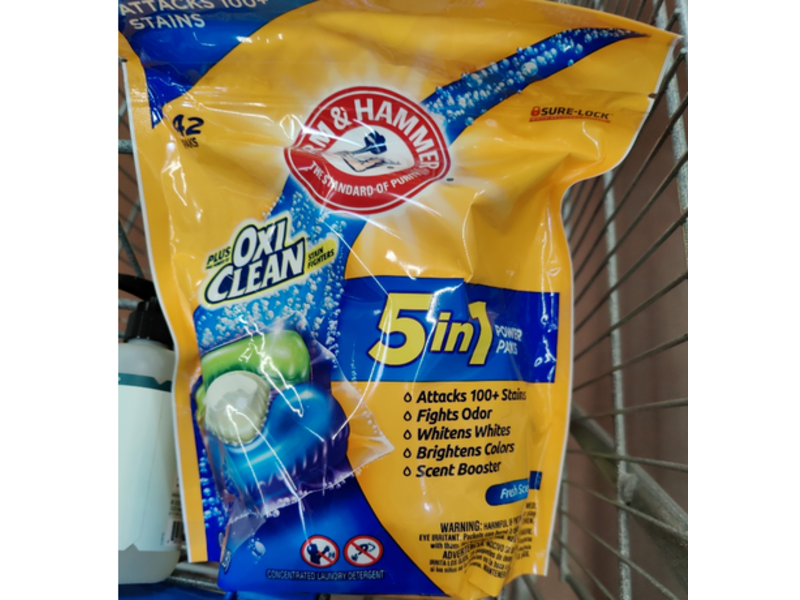 Arm & Hammer Plus OxiClean 5 in 1 Power Packs, Fresh Scent, 29.6 oz, 42 Count