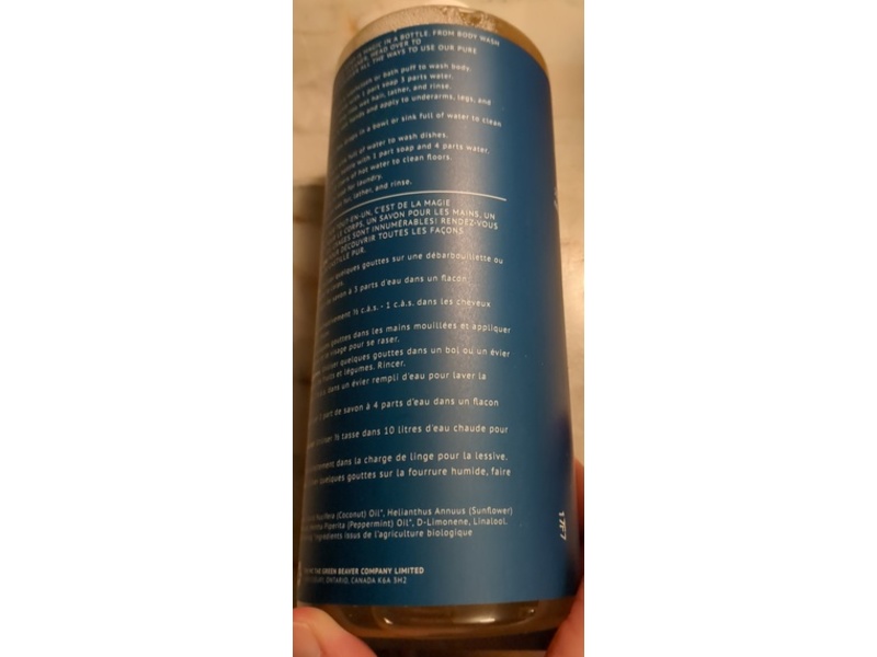 Green Beaver All in One Soap, Frosty Mint, 33.4 fl oz/990 mL