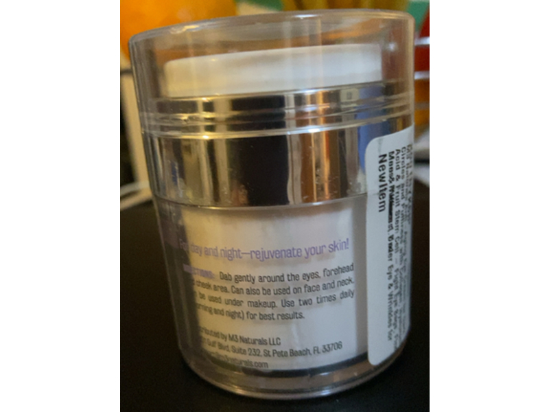 M3 Naturals Moisturize + Hydrate + Fight Wrinkle Eye Cream, Stem Cell + Collagen, Hyaluronic Acid, 1.7 fl oz.50 mL