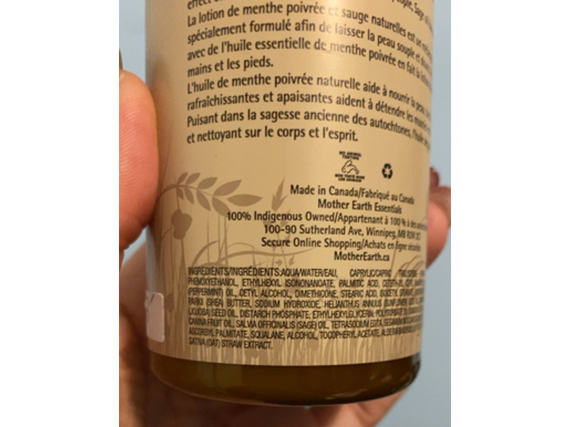 Mother Earth Essentials Natural Body Lotion, Peppermint Sage, 8 fl oz/240 mL