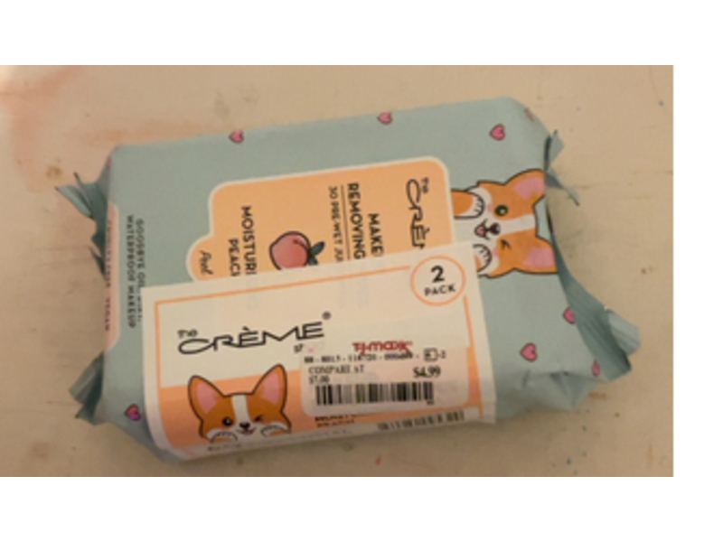 The Creme Shop Makeup Removing Wipes, Peach, 30 Count, Pack Of 2