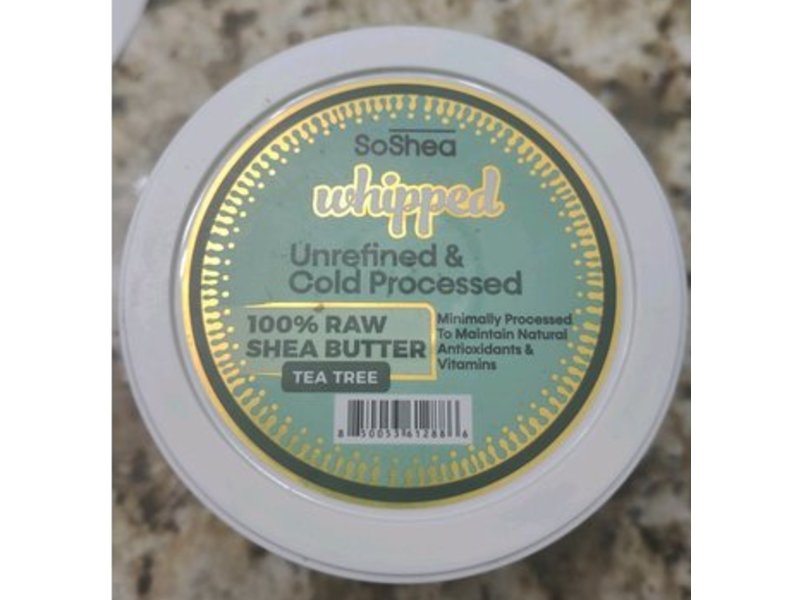 SoShea Whipped Unrefined Cold Processed Shea Butter, Tea Tree, 11.50 oz