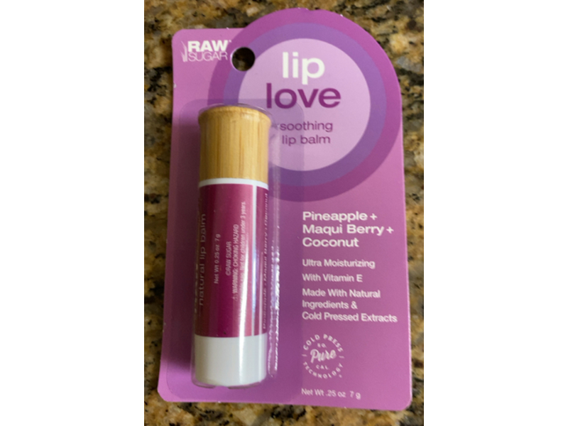 Raw Sugar Soothing Lip Balm, Pineapple + Maqui Berry + Coconut, 0.25 oz/7 g