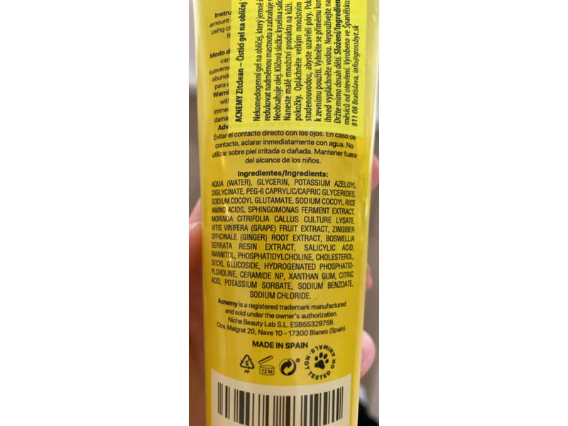 Acnemy Zitclean Purifying Cleansing Gel, Soap-Free, 5.07 fl oz/150 mL