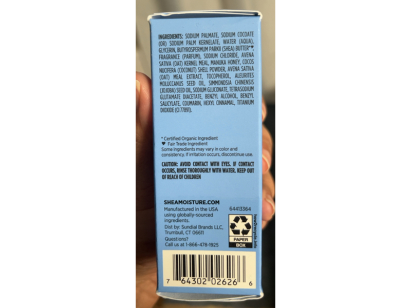 Shea Moisture Smooth & Exfoliating Bar Soap, Manuka Honey + Oat Meal, 8oz/227 g, Count 4