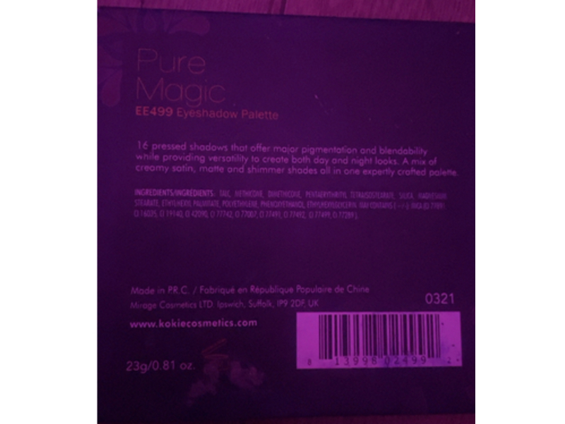 Kokie Essential Eye Shadow Palettes, Pure Magic, 0.81 fl oz/23 g