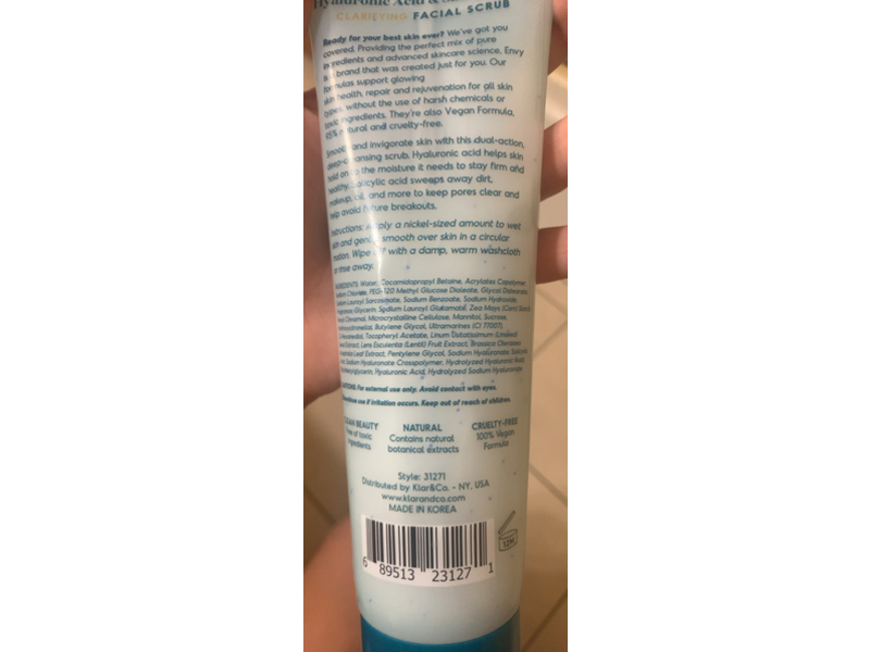 Envy Facial Scrub, Clarifying, Hyaluronic Acid, Salicylic Acid, 6.76 fl oz/200 mL