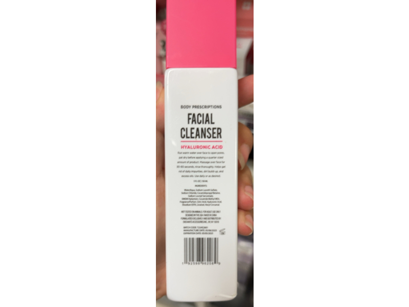 Body Prescriptions Facial Cleanser, Hyaluronic Acid, 5 fl oz/150 mL