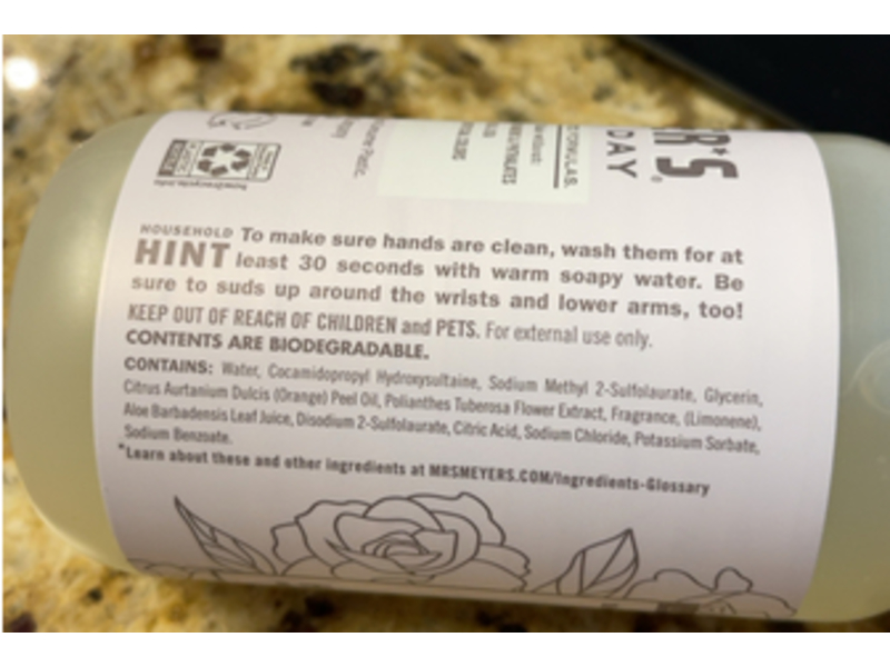 Mrs. Meyer's Clean Day Hand Soap, Gardenia Scent, 12.5 fl oz/370 mL