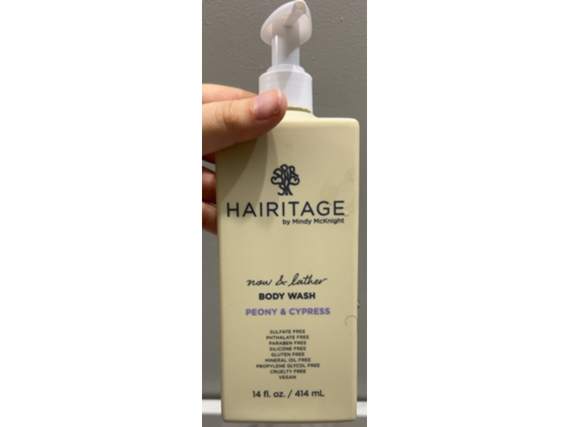 Hairitage Now & Lather Body Wash, Peony & Cypress, 14 fl oz/414 mL