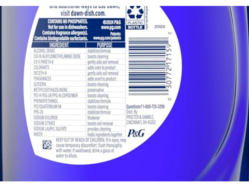 Dawn Platinum Plus PowerSuds Liquid Dish Soap, Fresh Rain, 38 fl oz/1.12 L