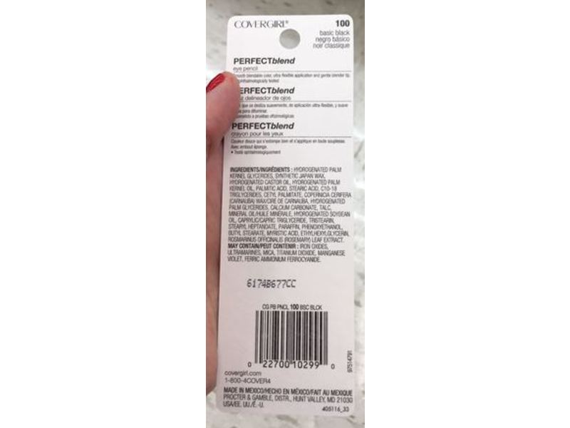 CoverGirl Perfect Blend Eye Pencil, 100 Basic Black, 0.3 oz/850 mg