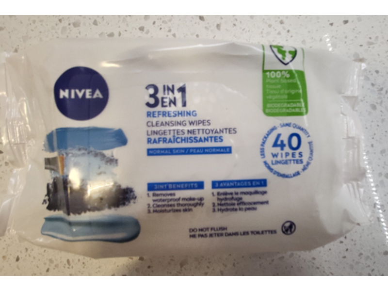 Nivea 3 In 1 Refreshing Cleansing Wipes, 40 Count