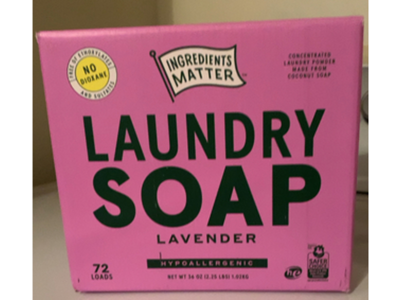 Ingredients Matter Laundry Soap, Lavender, 72 Loads, 36 oz/1.02 kg
