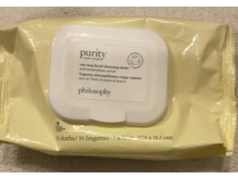Philosophy Purity Made Simple One-Step Facial Cleansing Cloths, Meadowfoam Seed Oil, 30 Count