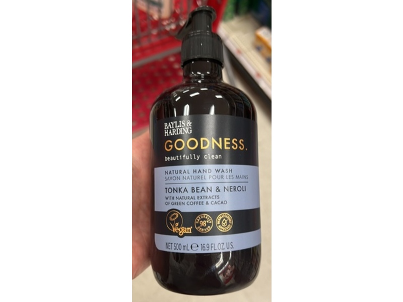 Baylis & Harding Goodness Natural Hand Wash, Tonka Bean & Neroli, 16.9 fl oz/500 mL