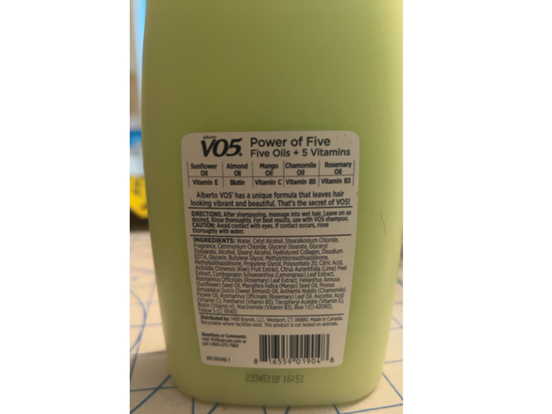 Alberto Vo5 Kiwi Lime Squeeze Conditioner, Lemongrass Extract, 18 oz/532 mL, 2 Count