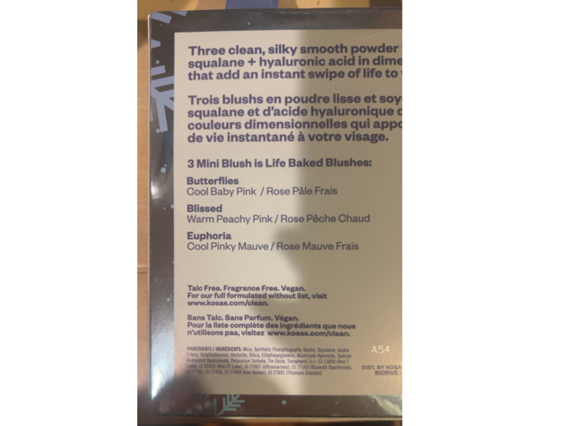 Kosas Baked Mini Blush Is Life Trio, Butterflies + Blissed + Euphoria, 0.07 oz/2 g