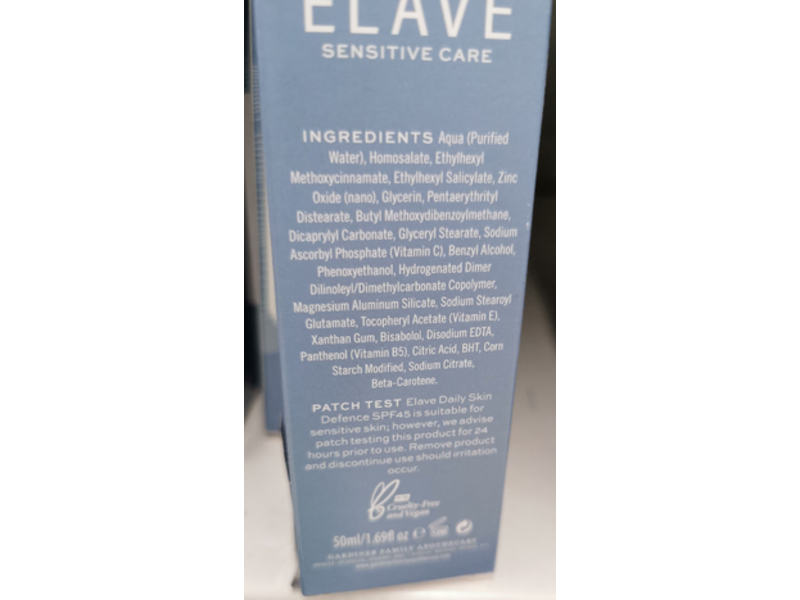 Gardiner Family Apothecary Since 1934 Elave Sensitive Care Daily Skin Defence, SPF 45, No. 108, 1.69 fl oz/50 mL