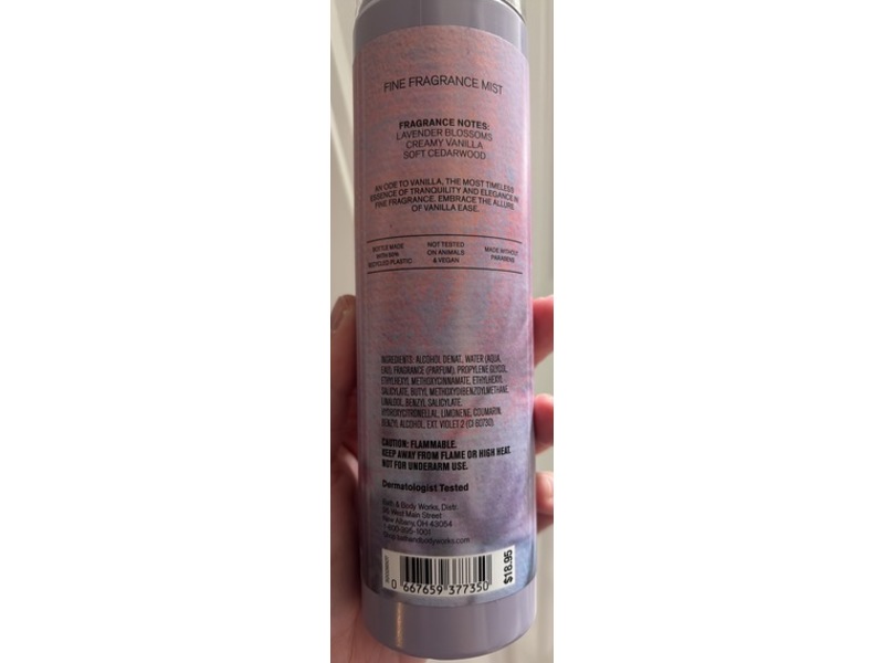 Bath & Body Works Vanilla Ease Fine Fragrance Mist, 8 fl oz/236 mL