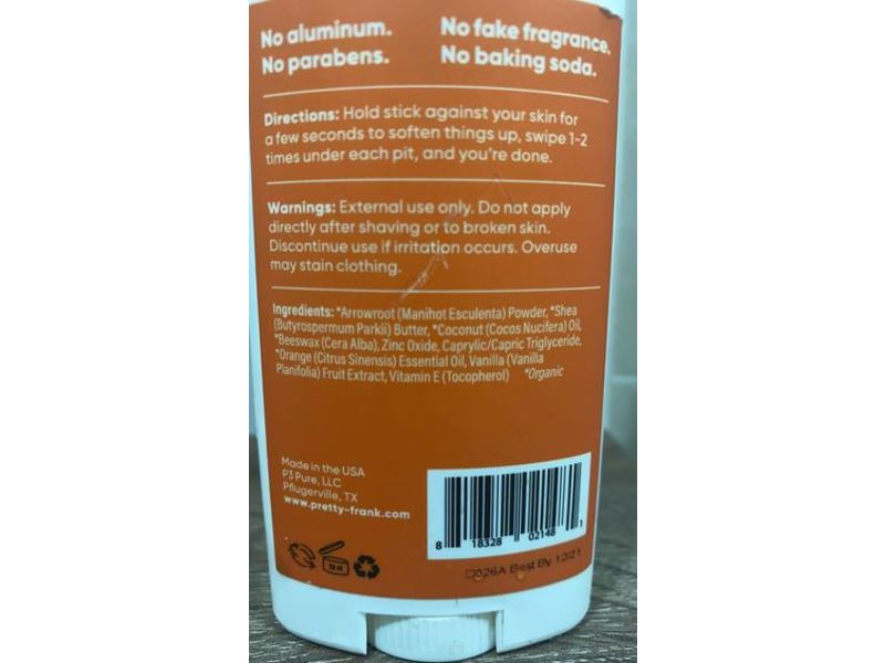 Pretty Frank Kids Natural Deodorant, Orange Creamsicle, 2.7 oz/77 g