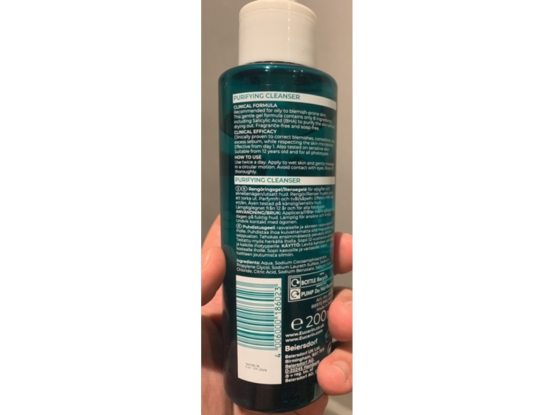 Eucerin Dermopure Clinical Purifying Cleanser, Salicylic Acid, 200 mL