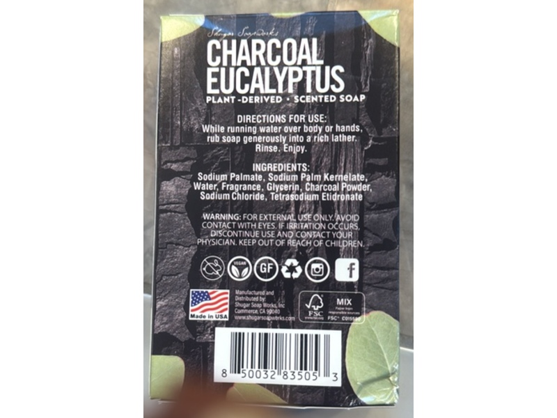 Sugar Soap Works Scented Soap, Charcoal Eucalyptus, 5 oz/141.7 g