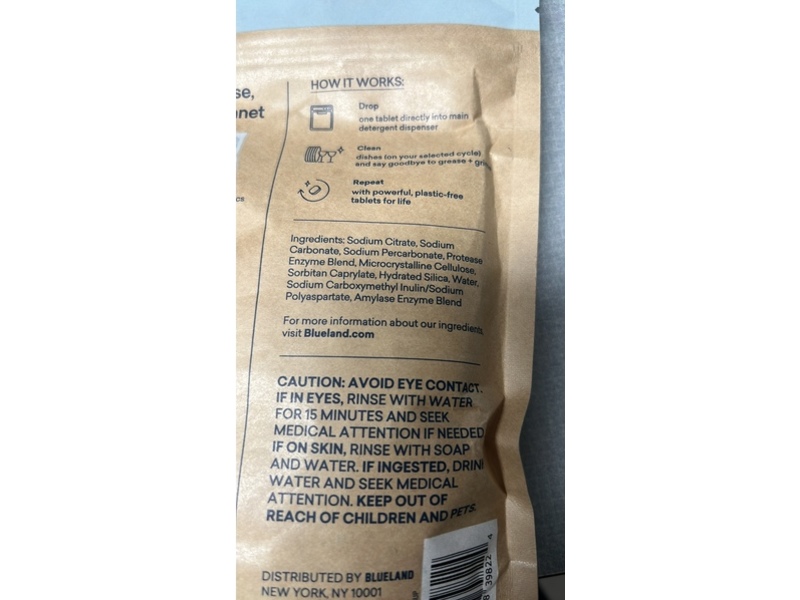 BlueLand Dishwasher Detergent Tablets, Free & Clear, 8.5 oz/241. 2 g, 36 Count