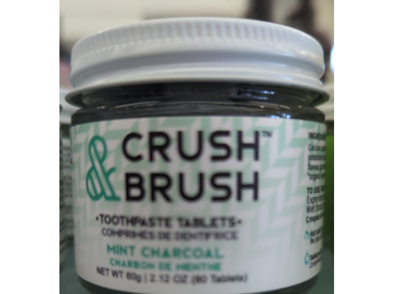 Nelson Naturals Crush & Brush Toothpaste Tablets, Mint Charcoal, 2.12 oz/60 g