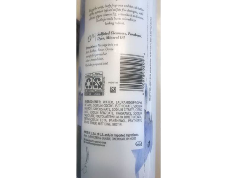 Pantene Nutrient Blends Illuminating Color Care Shampoo, Sulfate Free, 17.9 fl oz/530 mL