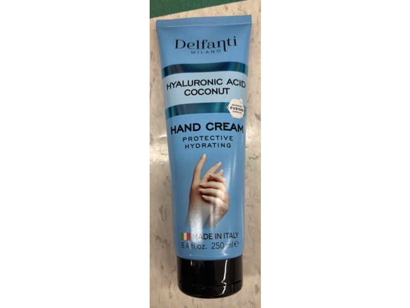 Delfanti Milano Hand Cream, Hyaluronic Acid, Coconut, 8.4 fl oz/250 mL